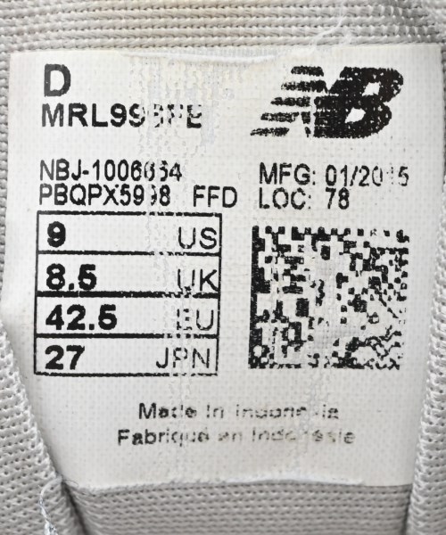 New Balance（ニューバランス）スニーカー グレー サイズ:27cm メンズ/2200728998018