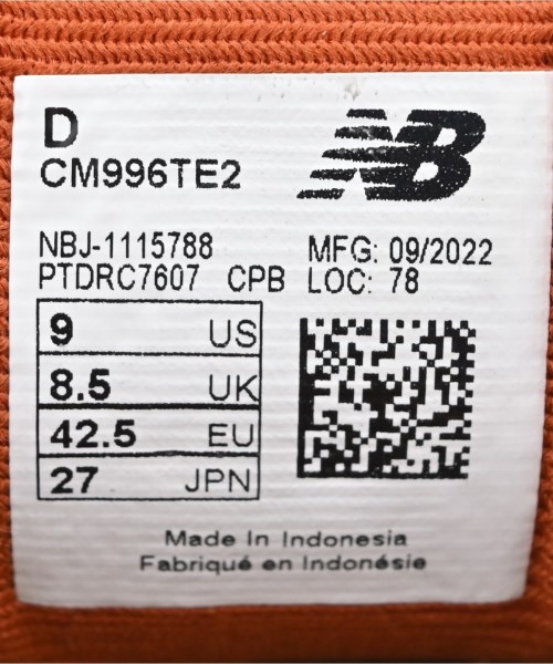 New Balance（ニューバランス）スニーカー オレンジ サイズ:27cm メンズ/2200716469179