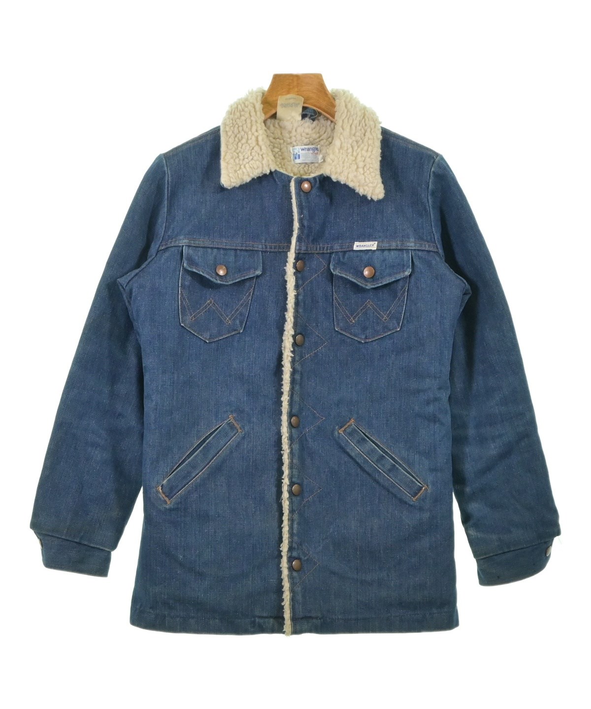 極美品 Wrangler ラングラー 無地 秋冬 AW その他アウター コットン ブルー メンズ F デニムボアコート【古着】【中古】【送料無料】 Wrangler（ラングラー）デニムジャケット 青 サイズ:18(S位) メンズ