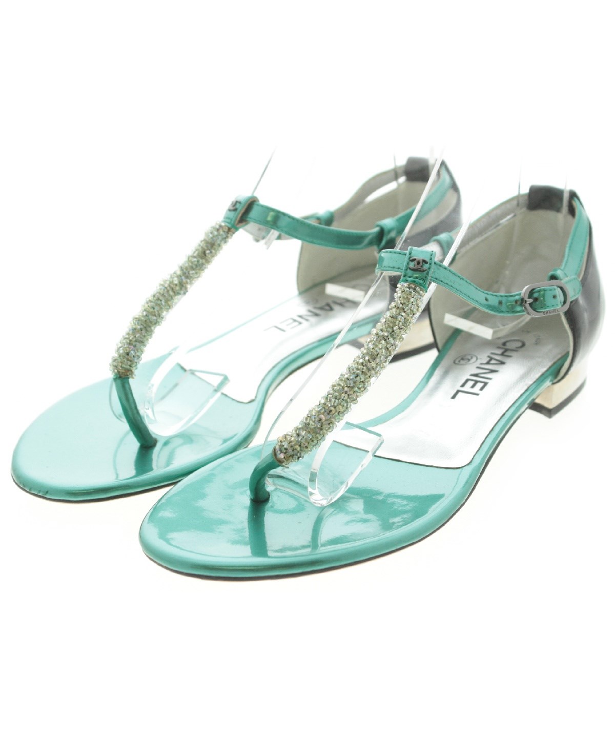 CHANEL（シャネル）サンダル 緑 サイズ:EU37(23.5cm位) レディース  