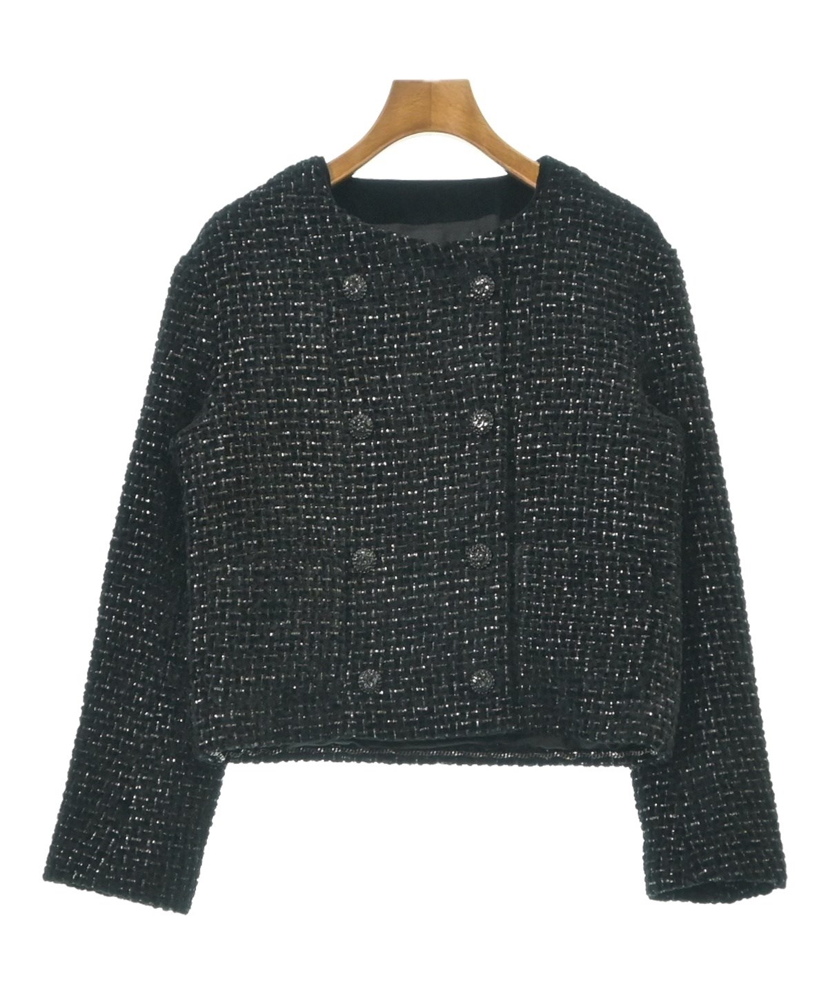 v*r様 CHANEL シャネル ノーカラージャケット SIZE38 ブラック CHANEL(シャネル)ノーカラージャケット 黒 サイズ:38(S位