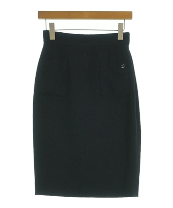 CHANEL シャネル プリーツ スカート 膝丈 ウール CHANEL（シャネル）ひざ丈スカート 黒 サイズ:36(XS位) レディース