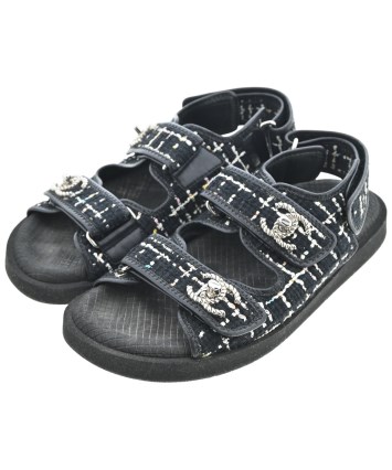 パール装飾シャネルサンダル 黒 CHANEL（シャネル）サンダル 黒 サイズ:EU36(22.5cm位) レディース