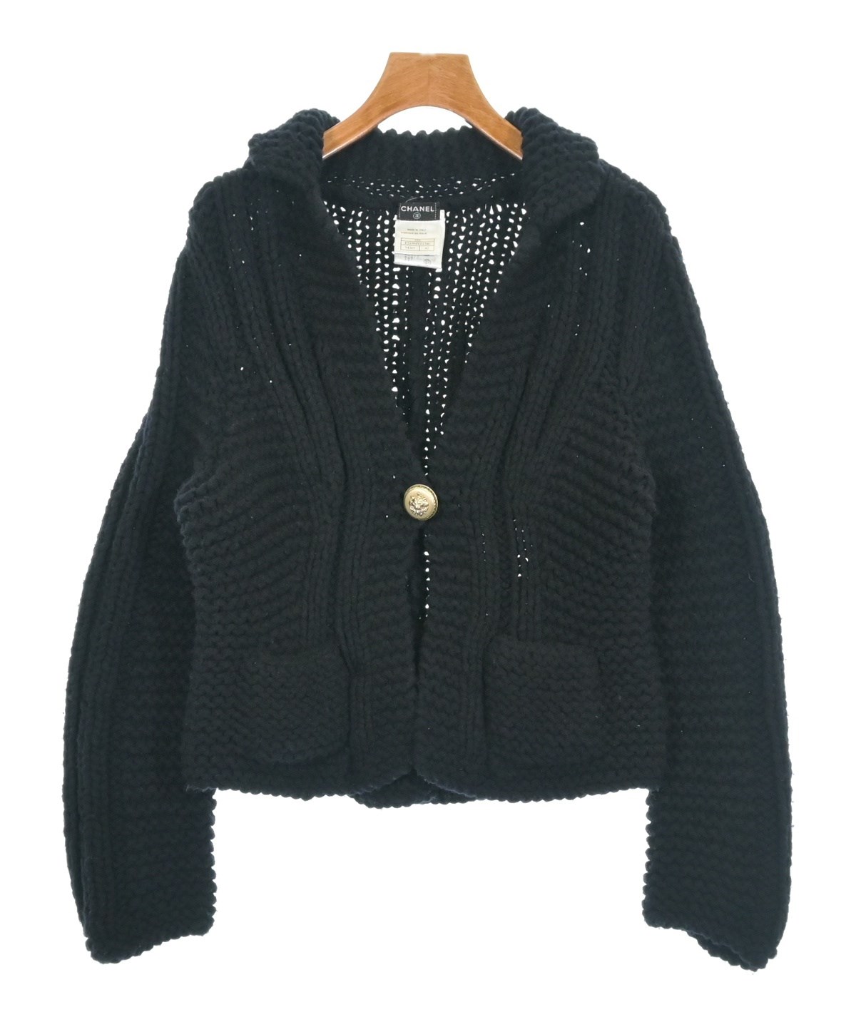r*u様 ヴィンテージ　CHANEL ロゴ入り ブラックカーディガン CHANEL（シャネル）カーディガン 黒 サイズ:42(M位) レディース