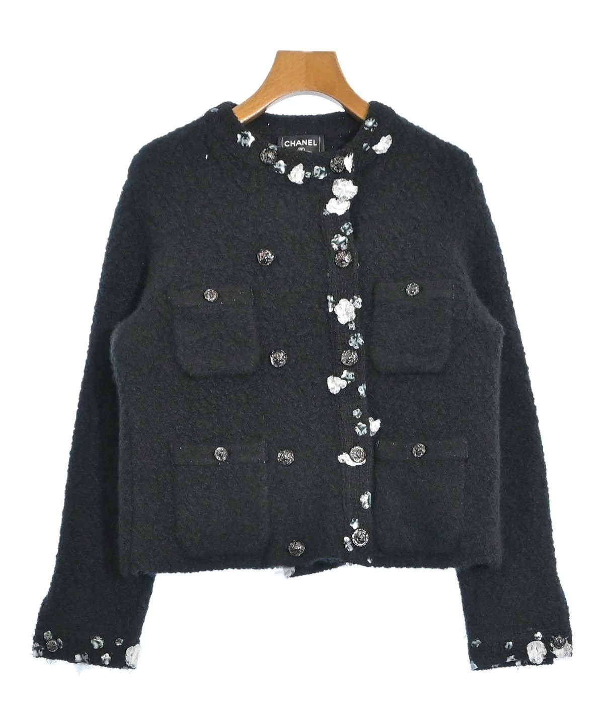 超希少 極美品 CHANEL ツイード アセテート ノーカラージャケット CHANEL シャネル ノーカラーツイードジャケット P53784V40273