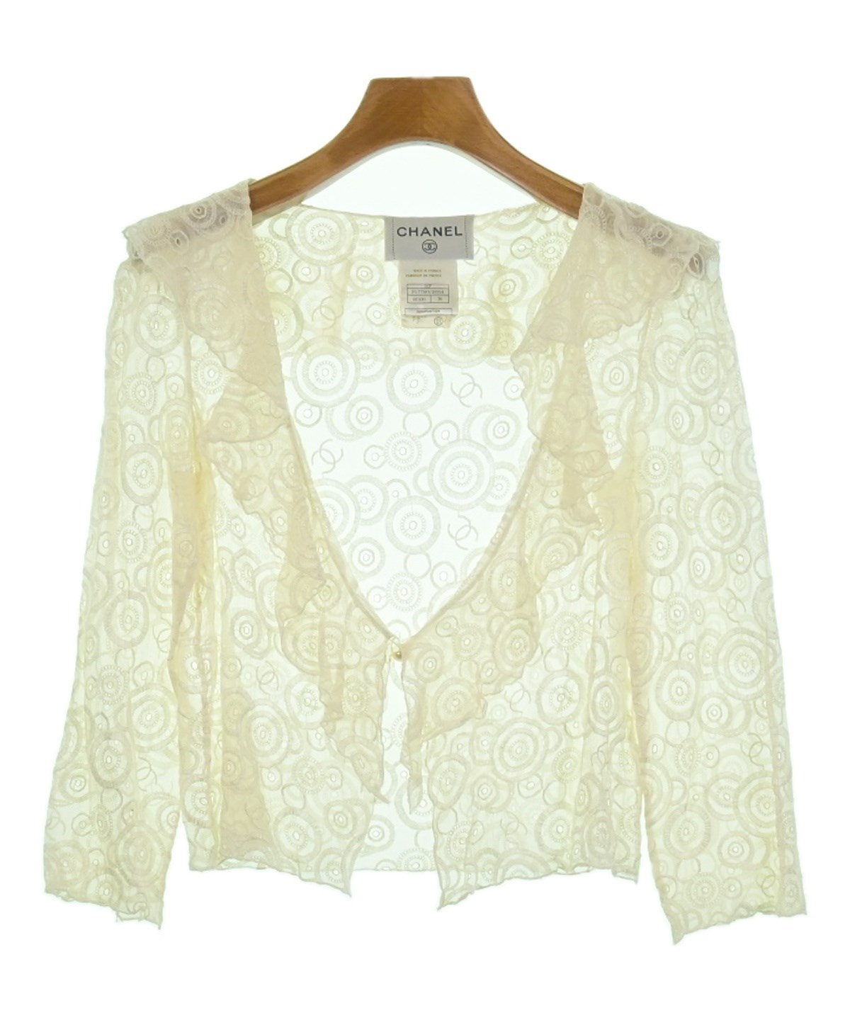 CHANELシャネル 可愛いレースのデカCocoブラウスsize36 CHANELシャネル 可愛いレースのデカCocoブラウスsize36