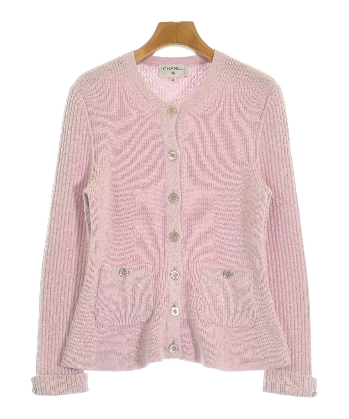 CHANEL ピンク ニットカーディガン38 CHANEL（シャネル）カーディガン ピンク サイズ:38(S位) レディース