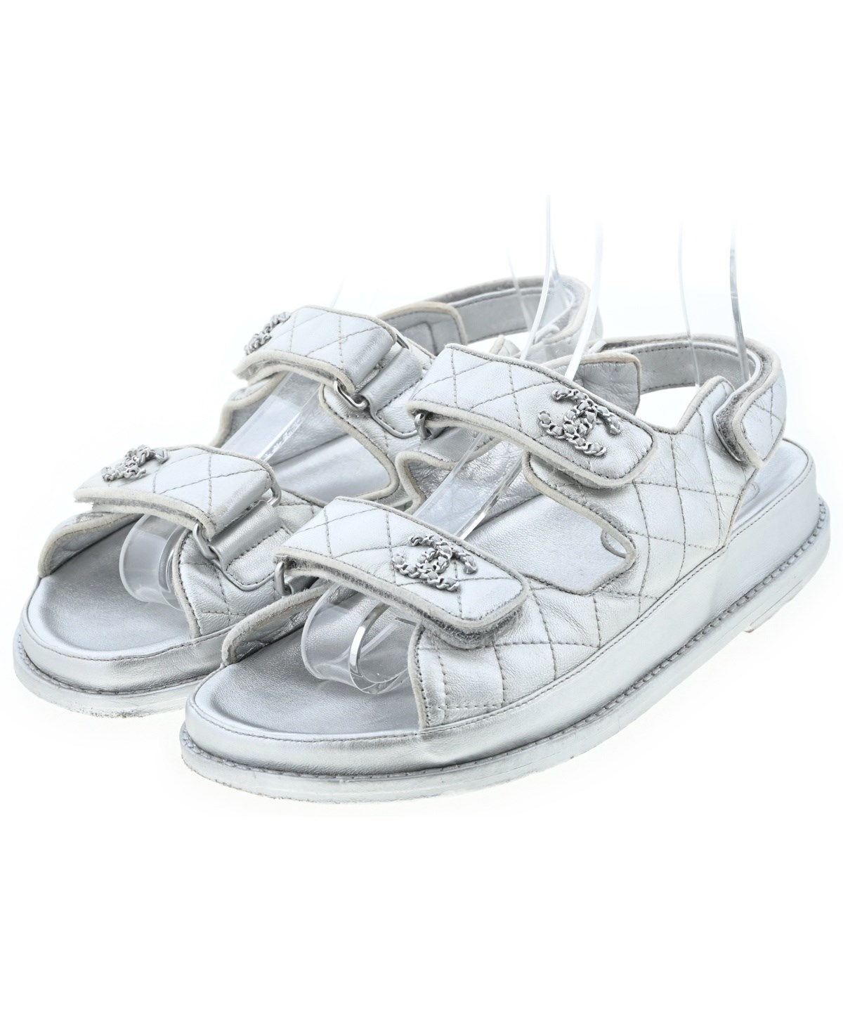 最終価格！！CHANEL★エスパサンダル　39 CHANEL（シャネル）サンダル シルバー サイズ:EU38(24.5cm位