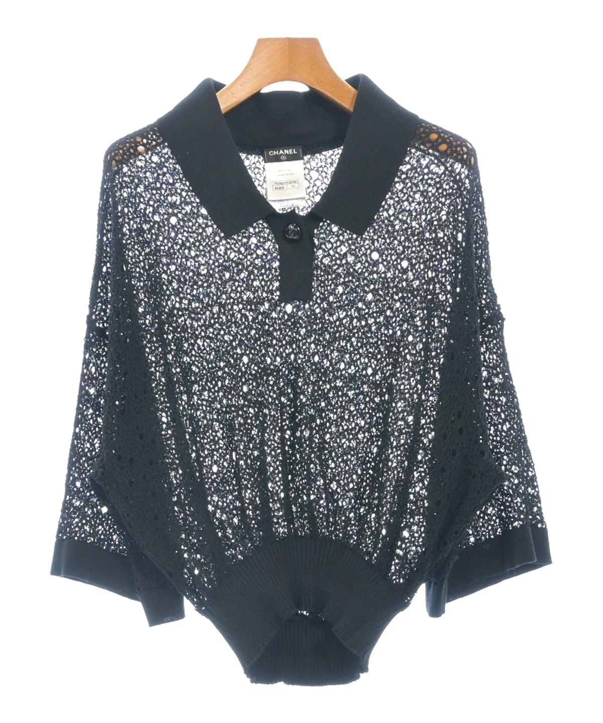 Chanelシャネルレース襟ブラックニットセーター 34 CHANEL（シャネル）ニット・セーター 黒 サイズ:34(XS位) レディース