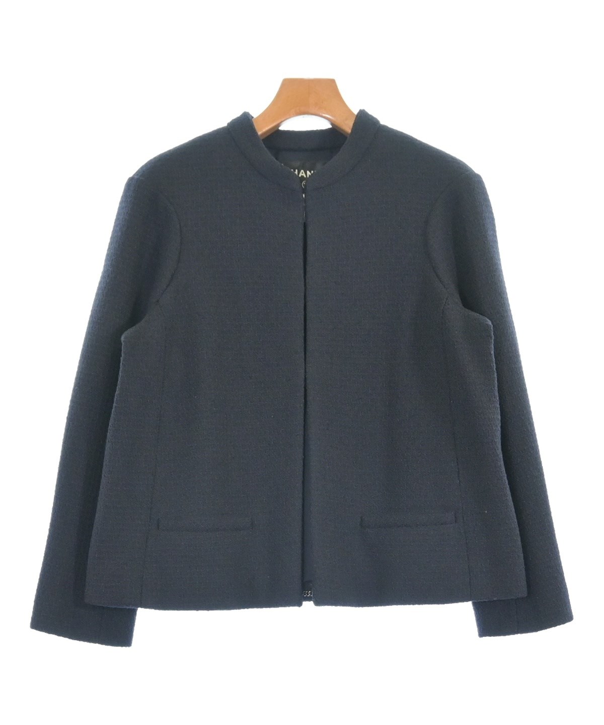 CHANEL（シャネル）ノーカラージャケット 紺 サイズ:44(L位