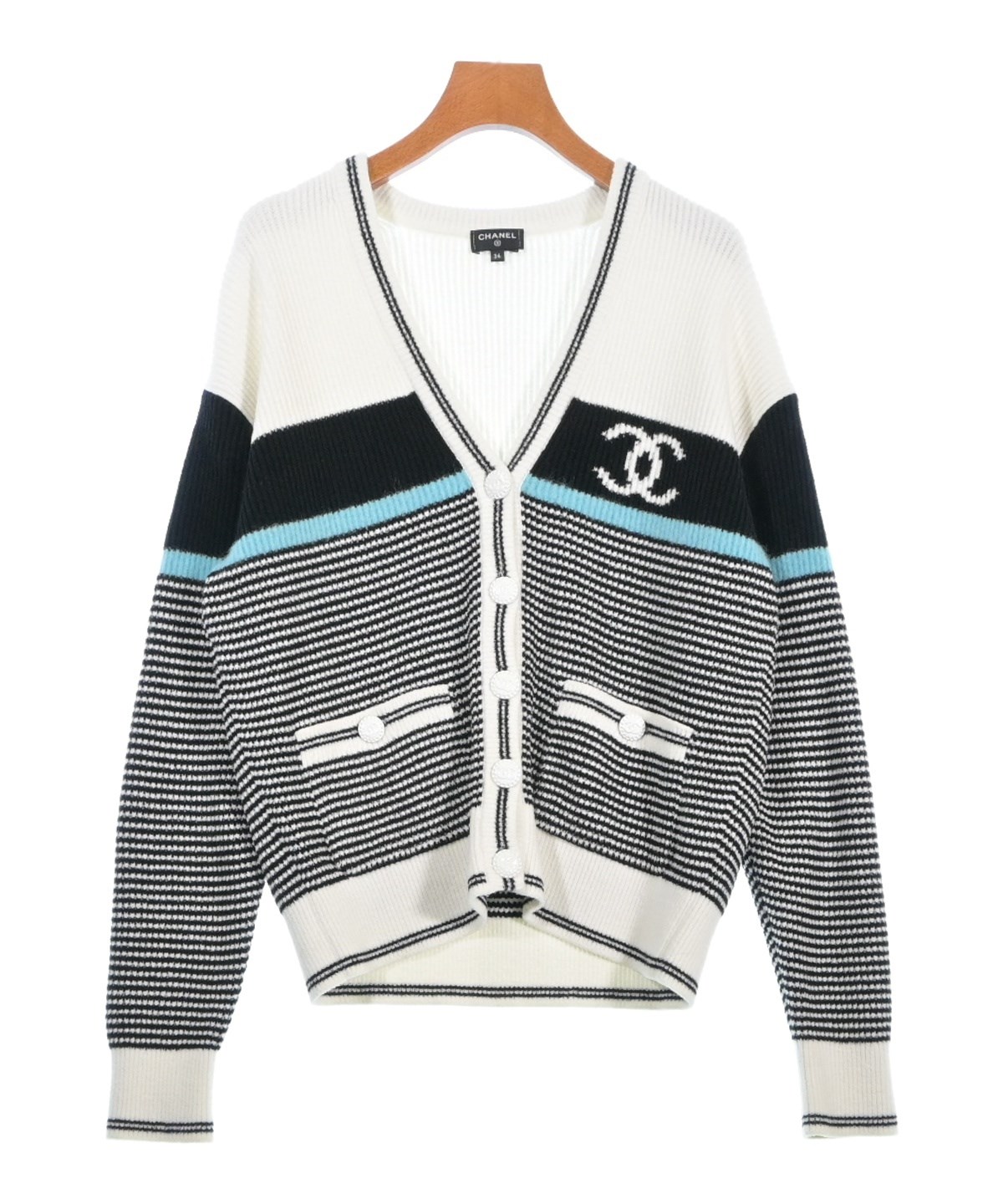 CHANEL シャネル ホワイト カーディガン 34 CHANEL（シャネル）カーディガン 白 サイズ:34(XXS位