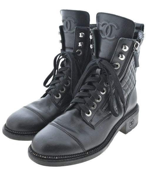 CHANEL(シャネル)ブーツ 黒 サイズ:EU38(24.5cm位)/2200699768115