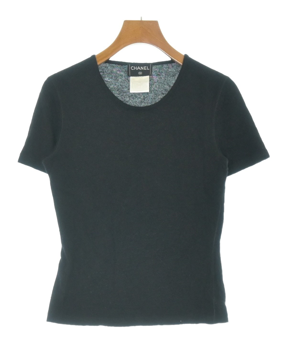 CHANEL ブラックニットTシャツ CHANEL（シャネル）ニット・セーター 黒 サイズ:36(XS位) レディース