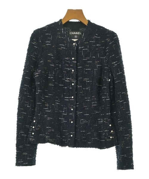 CHANEL(シャネル)ノーカラージャケット 紺 サイズ:38(S位)/2200654669020