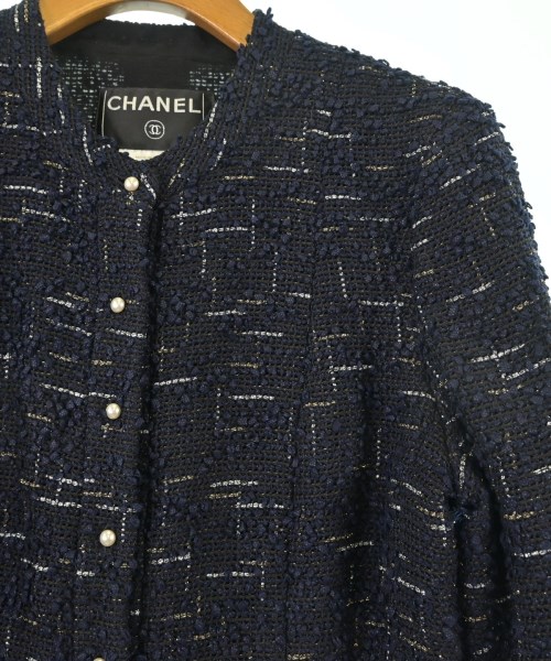 CHANEL（シャネル）ノーカラージャケット 紺 サイズ:38(S位) レディース/2200654669020