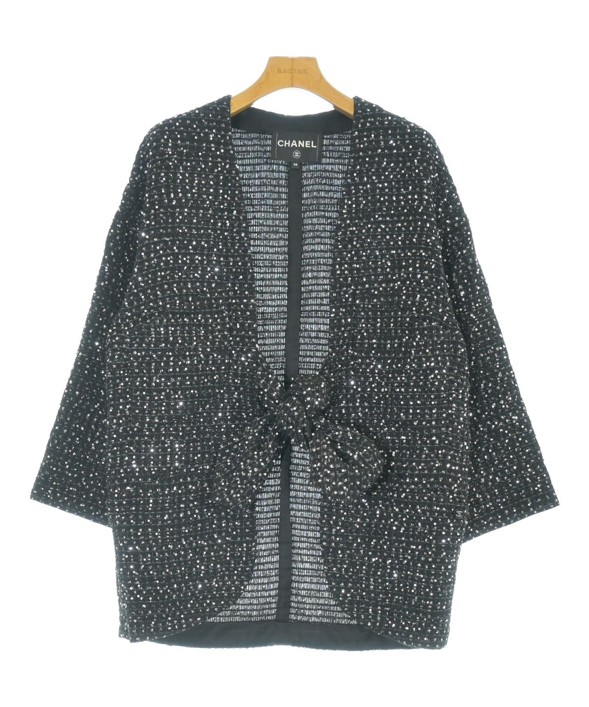 CHANEL(シャネル)ノーカラージャケット 黒 サイズ:38(S位 CHANEL(シャネル)ノーカラージャケット 黒 サイズ:38(S位