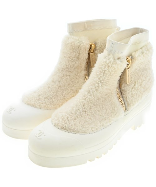 CHANEL(シャネル)ブーツ 白 サイズ:EU38(24.5cm位)/2200652627039