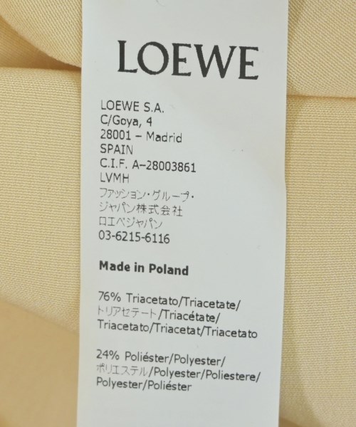 LOEWE（ロエベ）ワンピース 黄 サイズ:36(XS位) レディース/2200635818294