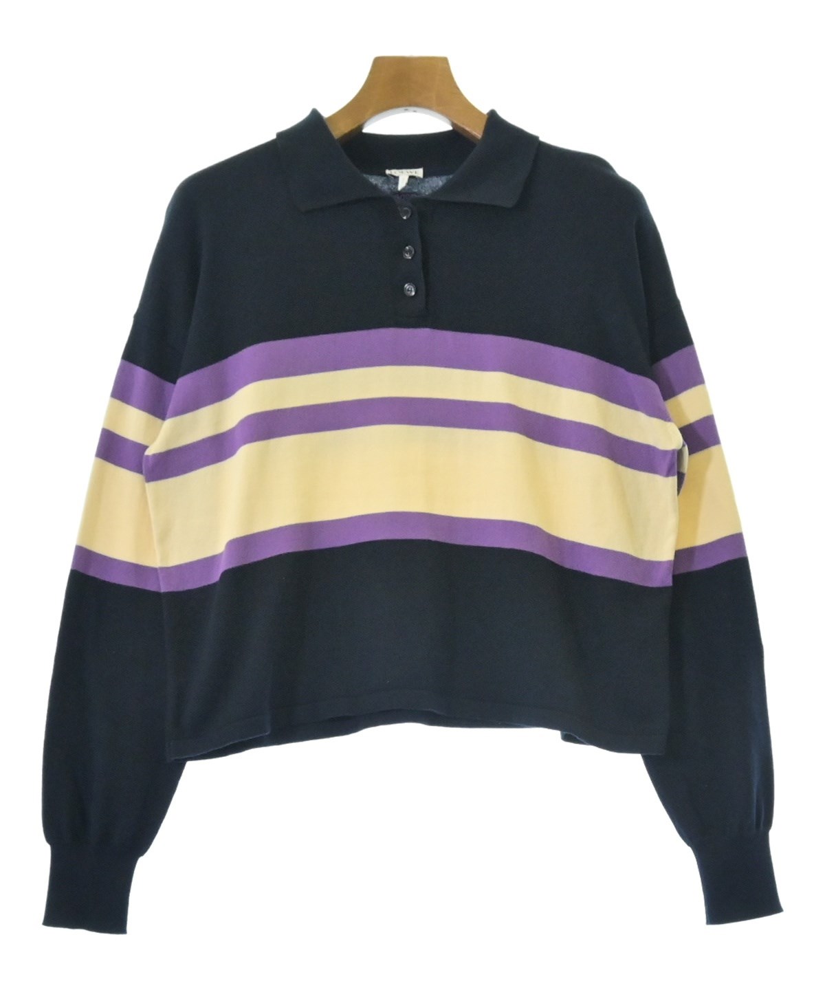 【美品】LOEWE/ロエベ　ニットブラウス/シャツ　襟付き　ボーダー　M 美品】LOEWE/ロエベ ニットブラウス/シャツ 襟付き ボーダー M