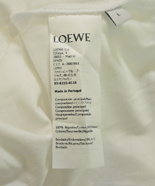 LOEWE（ロエベ）Tシャツ・カットソー 白 サイズ:L メンズ/2200633204167