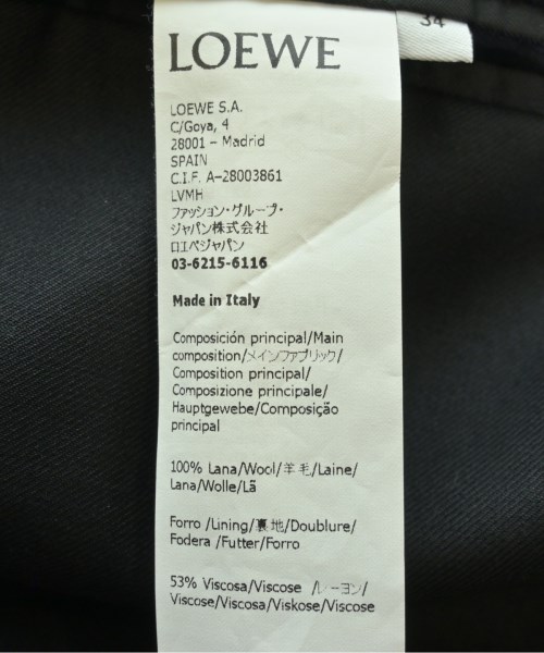 LOEWE（ロエベ）テーラードジャケット 黒 サイズ:34(XXS位) レディース/2200632727018