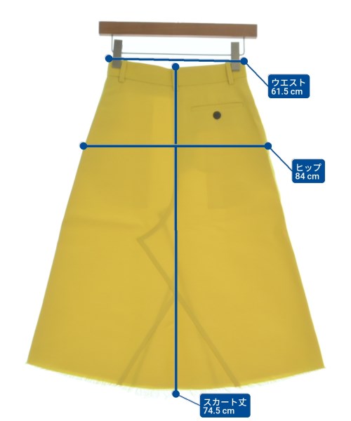 LOEWE（ロエベ）ひざ丈スカート 黄 サイズ:32(XXS位) レディース/2200657579135