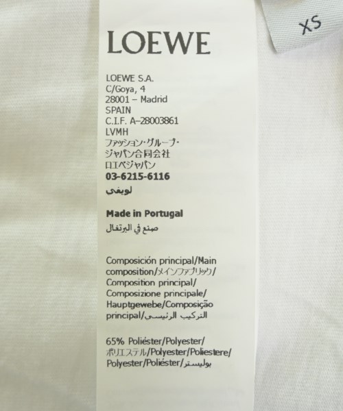 LOEWE（ロエベ）Tシャツ・カットソー 白 サイズ:XS レディース/2200716871125