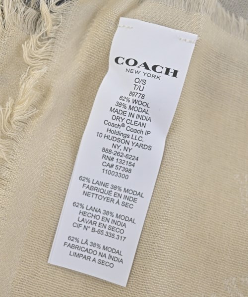 COACH（コーチ）ストール ベージュ サイズ:- レディース/2200615650203