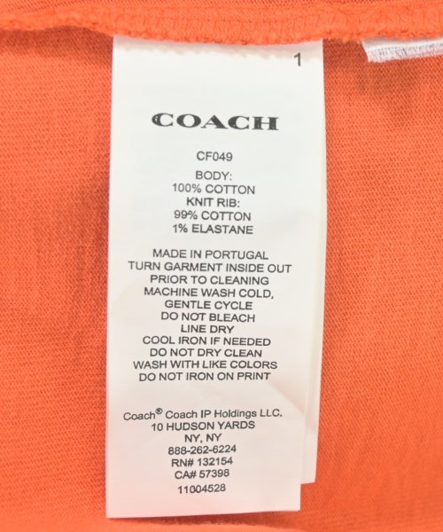 COACH（コーチ）Tシャツ・カットソー オレンジ サイズ:S メンズ/2200705517362