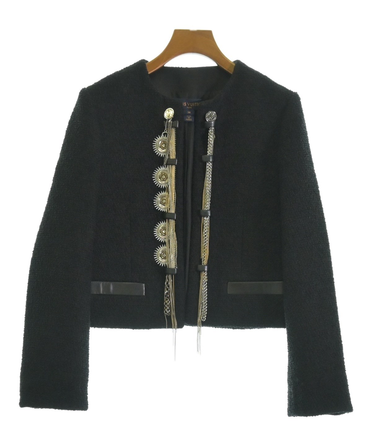 LOUIS VUITTON（ルイヴィトン）ノーカラージャケット 黒 サイズ:34(XXS