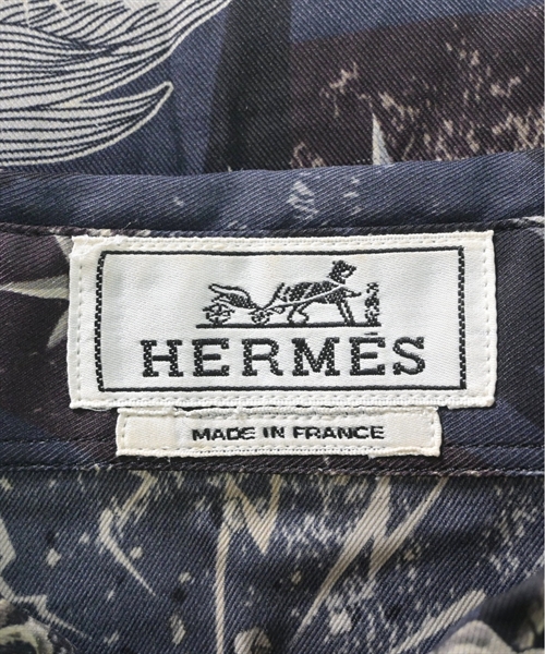 HERMES エルメス カジュアルシャツ 39(M位) 紺xグレー(総柄)