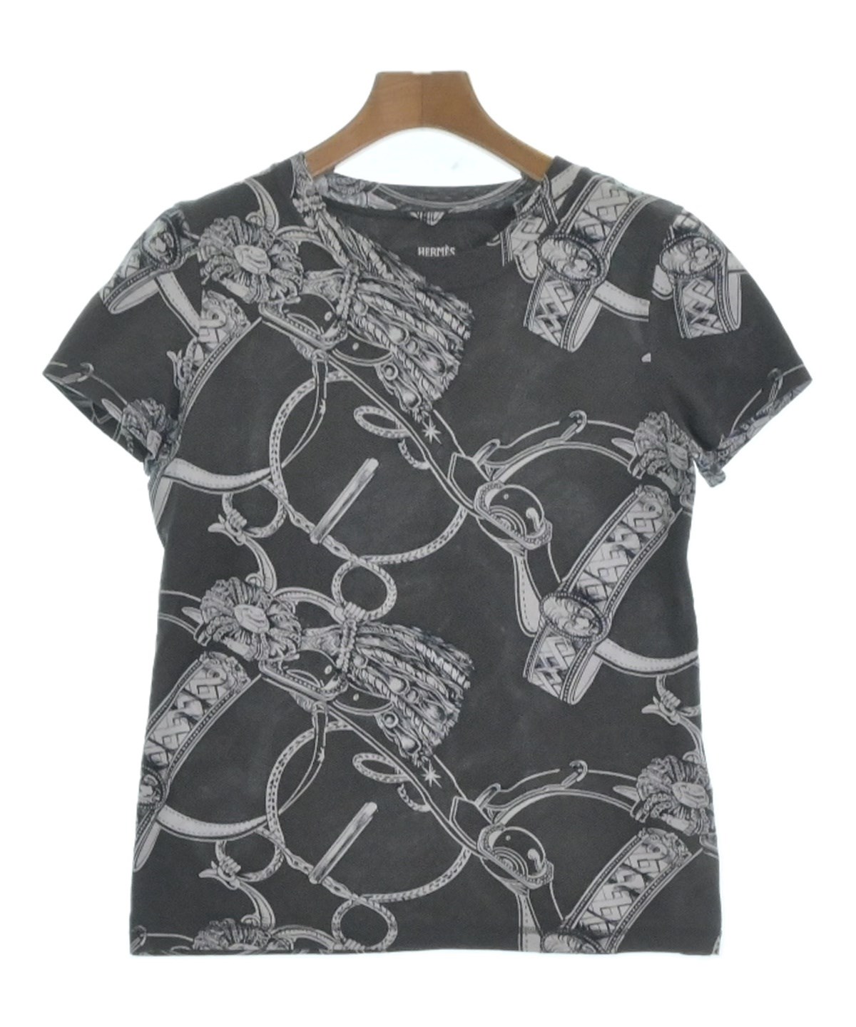 HERMES エルメス Tシャツ・カットソー 42(M位) 白xグレー(総柄) 【古着】【中古】 HERMES - HERMES エルメス Tシャツ・カットソー 42(M位) 白xグレー(総