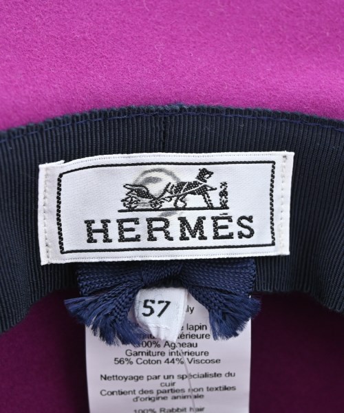HERMES（エルメス）ハット 紫 サイズ:57cm レディース/2200639585024