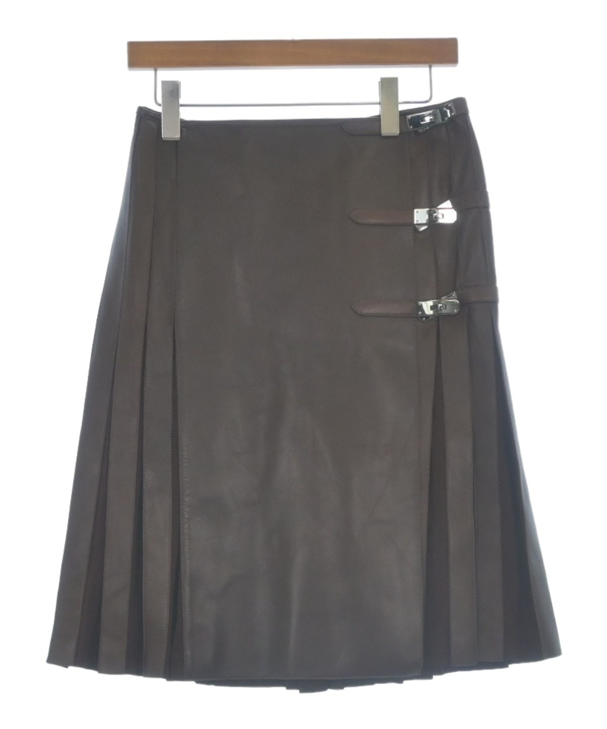 HERMES（エルメス）ロング・マキシ丈スカート 茶 サイズ:38(S位