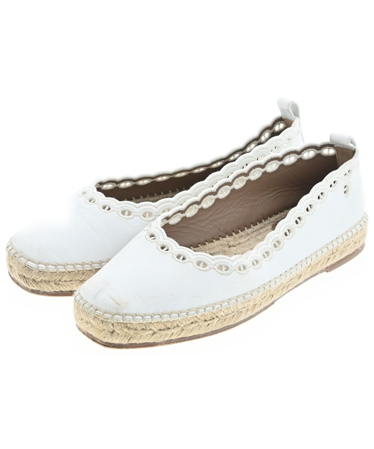 HERMES（エルメス）エスパドリーユ 白 サイズ:37(23.5cm位) レディース
