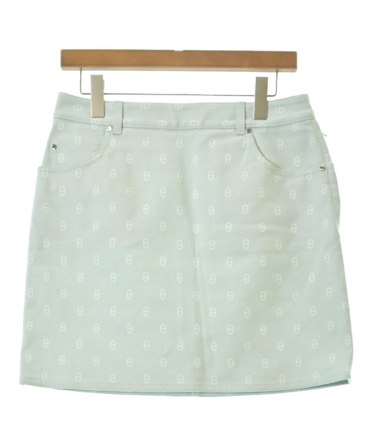 HERMES（エルメス）ひざ丈スカート 青 サイズ:40(M位) レディース