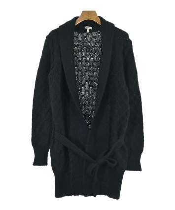 良品HERMÈS ブラックカシミヤ100%カーディガン　H羊革ベルト　黒 HERMES（エルメス）カーディガン 黒 サイズ:M レディース