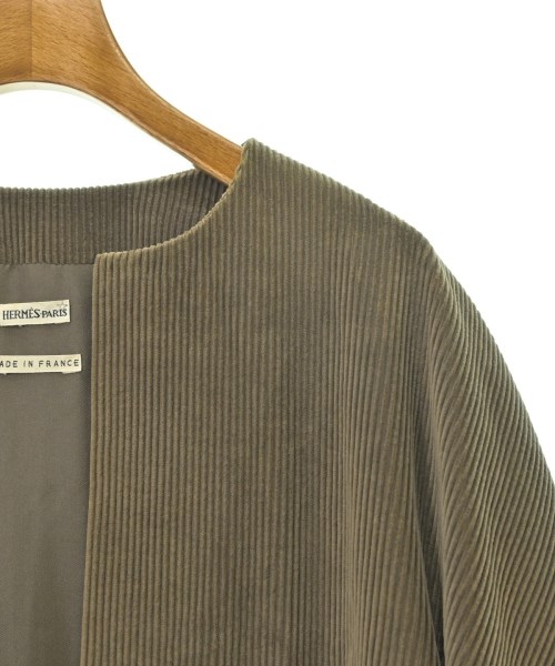 HERMES（エルメス）ノーカラージャケット 茶 サイズ:36(XS位) レディース/2200622986029