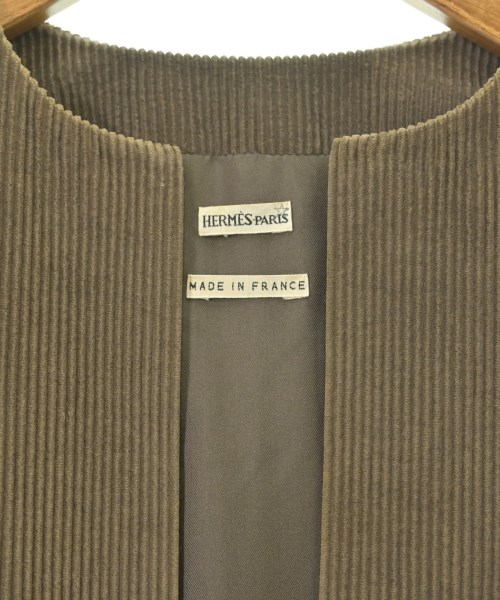 HERMES（エルメス）ノーカラージャケット 茶 サイズ:36(XS位) レディース/2200622986029