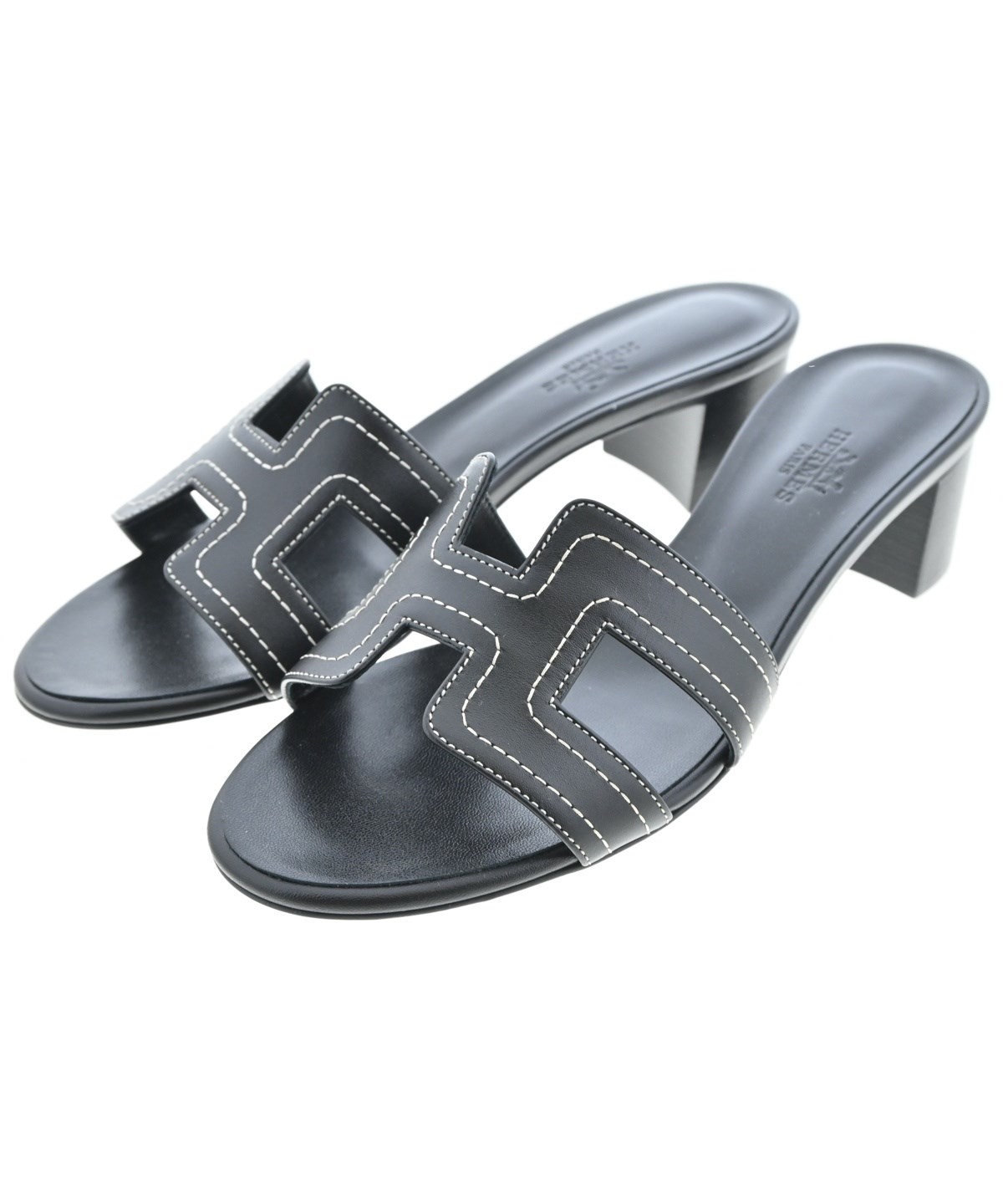 HERMES（エルメス）サンダル 黒 サイズ:EU37 1/2(24cm位) レディース