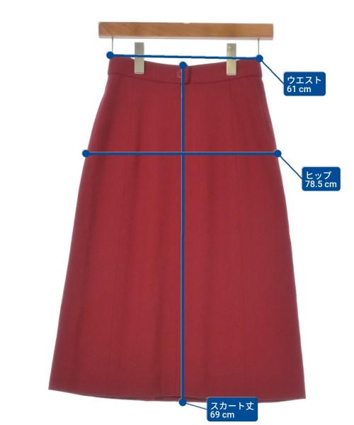 HERMES（エルメス）ひざ丈スカート 赤 サイズ:36(XS位) レディース/2200609590188