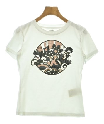 Hc2 HERMES エルメス シェーヌダンクル リブニット 半袖カットソー Tシャツ サイズ34 ホワイト レディース トップスk02i HERMES（エルメス） 半袖Tシャツ ステッチ Sサイズ コットン ホワイト