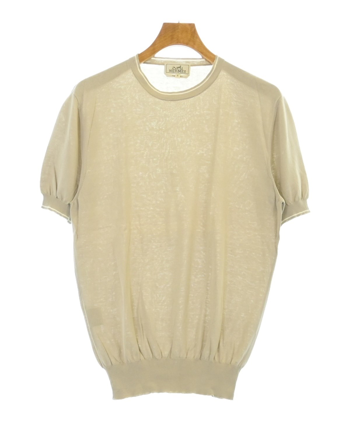 HERMES ベージュ 半袖ニットセーター HERMES（エルメス）ニット・セーター ベージュ サイズ:M メンズ