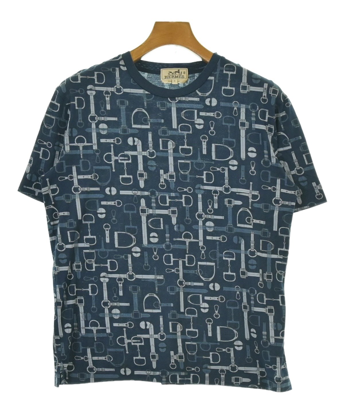 HERMES エルメス 総柄 Tシャツ カットソー HERMES（エルメス）Tシャツ・カットソー 紺 サイズ:S メンズ