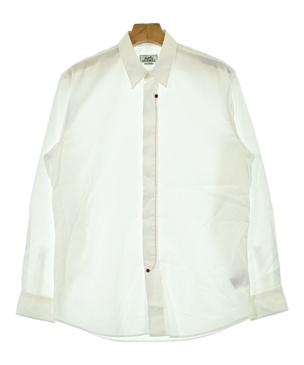 ◇HERMES ホワイト×ブラウン カジュアル 半袖シャツ メンズ 39 HERMES（エルメス）カジュアルシャツ 白 サイズ:39(M位) メンズ