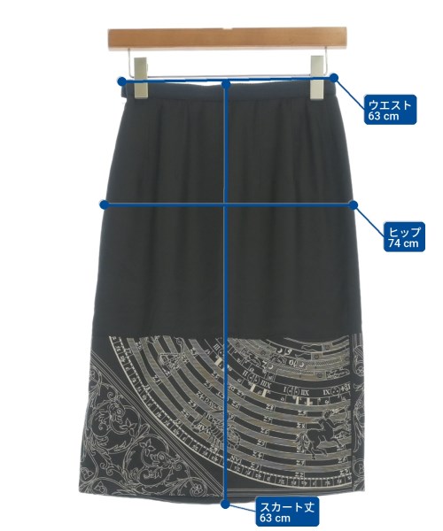 HERMES（エルメス）ひざ丈スカート 黒 サイズ:34(XXS位) レディース/2200708782361