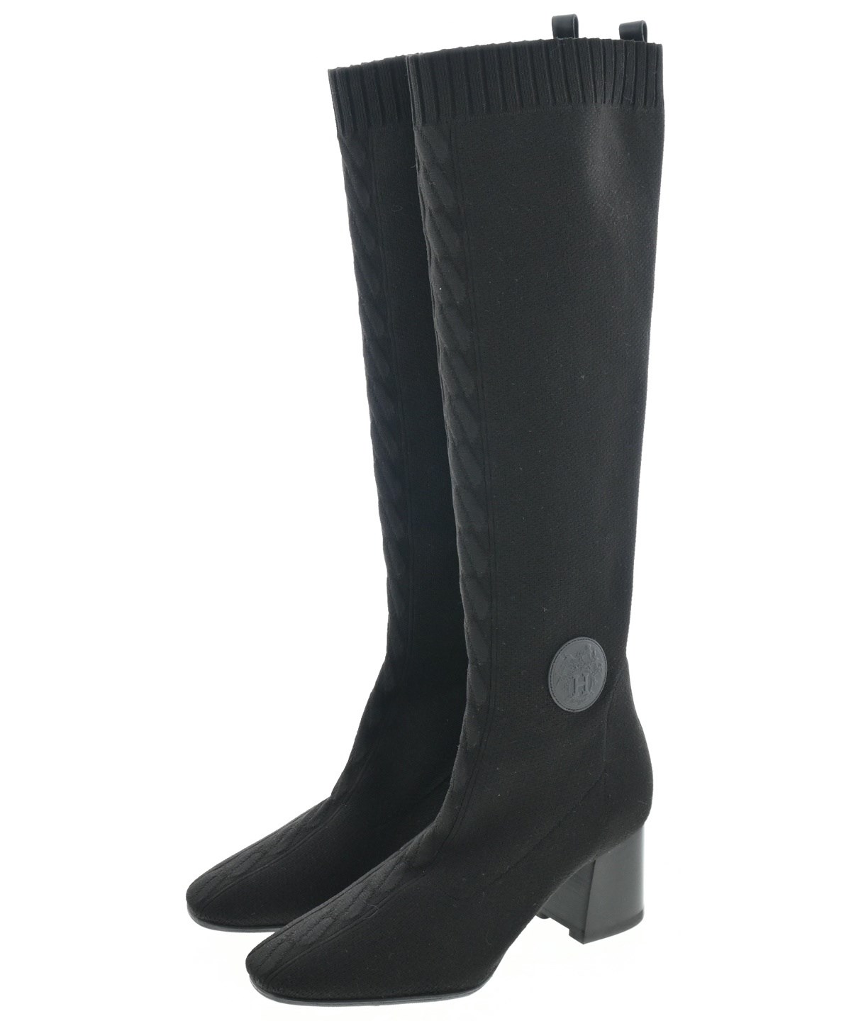 HERMES（エルメス）ブーツ 黒 サイズ:EU38 1/2(25cm位) レディース