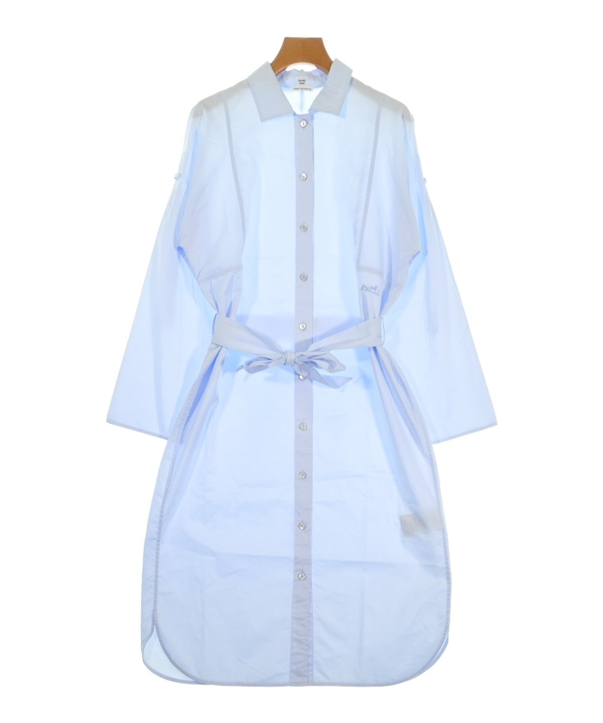 HERMES（エルメス）シャツワンピース 青 サイズ:36(XS位) レディース