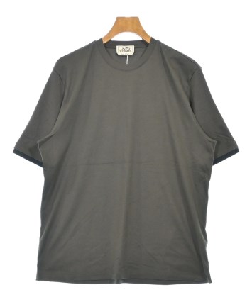 ◇HERMES メンズ 半袖Tシャツ コットン×カシミヤ チャコールグレー HERMES（エルメス）Tシャツ・カットソー 茶 サイズ:M メンズ