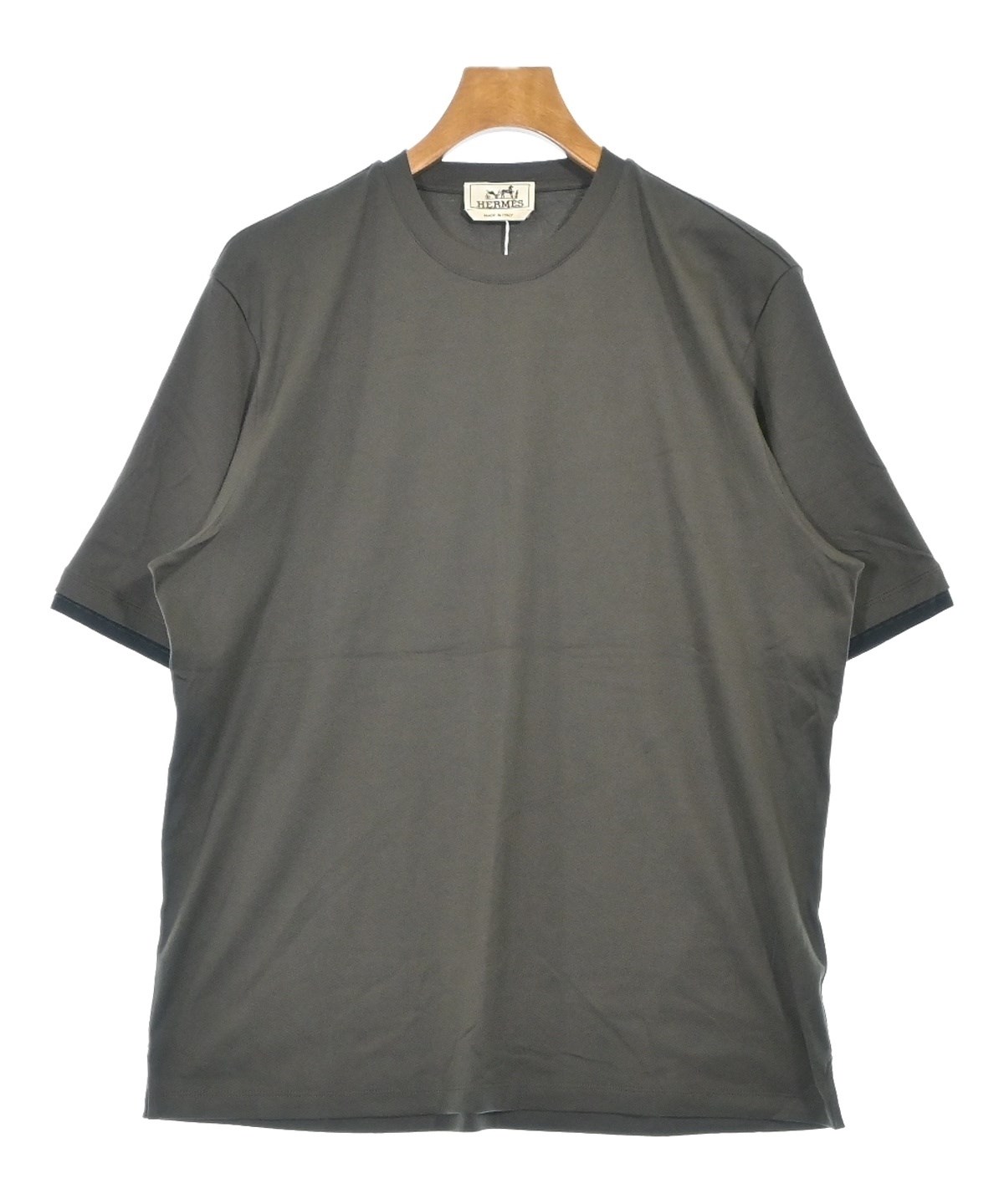 ◇HERMES メンズ 半袖Tシャツ コットン×カシミヤ チャコールグレー HERMES（エルメス）Tシャツ・カットソー 茶 サイズ:M メンズ
